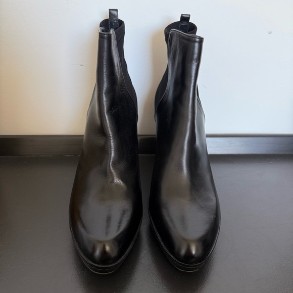 Stuart Weitzman black leather Otherhalf platform heel calf boots - size 9 NWT - Picture 5 of 7
